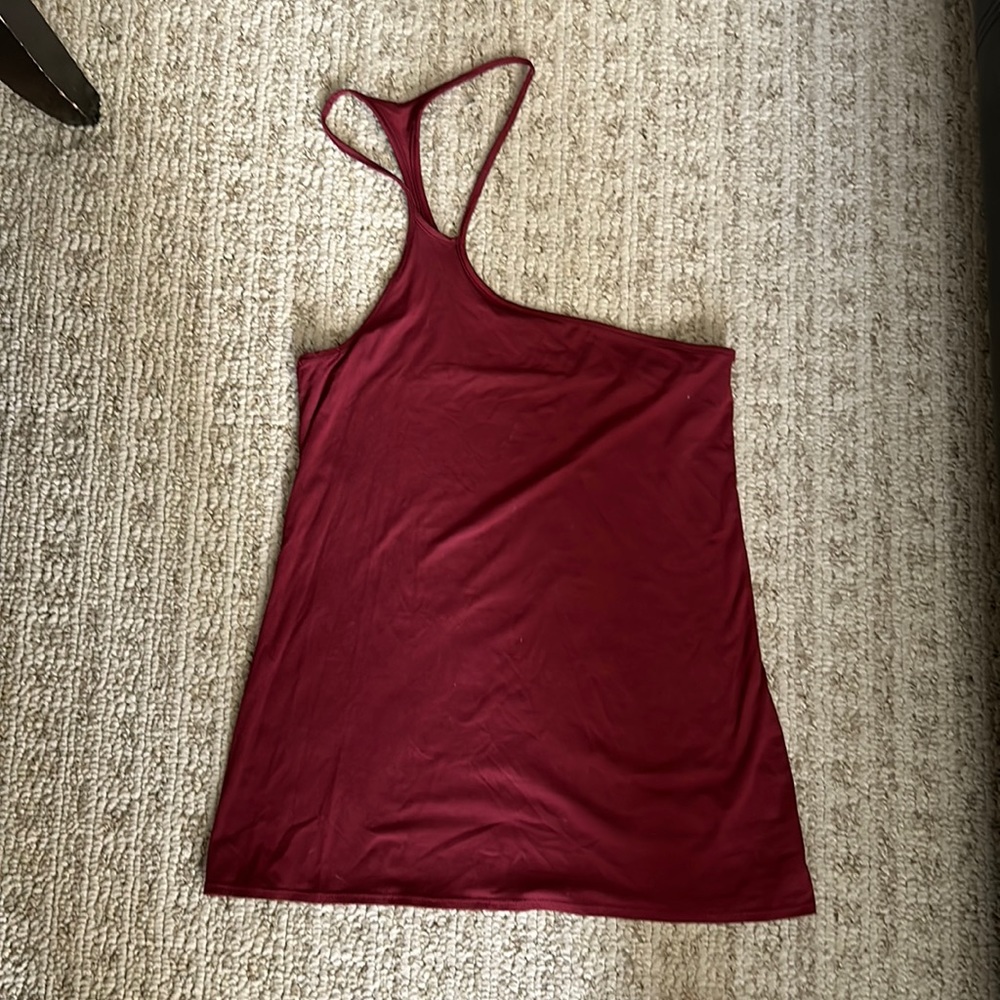 Helmut Lang Asymmetrical maroon top sz M